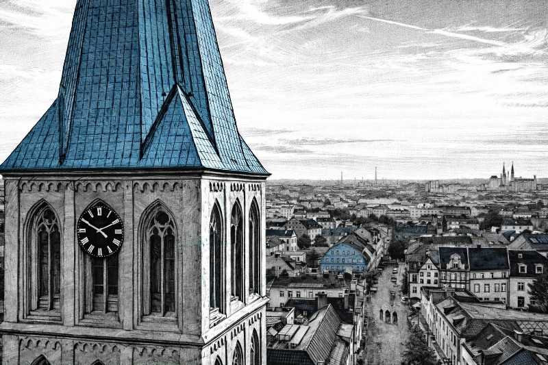 Illustration: Pauluskirche & Innenstadt in Hamm (Westfalen)