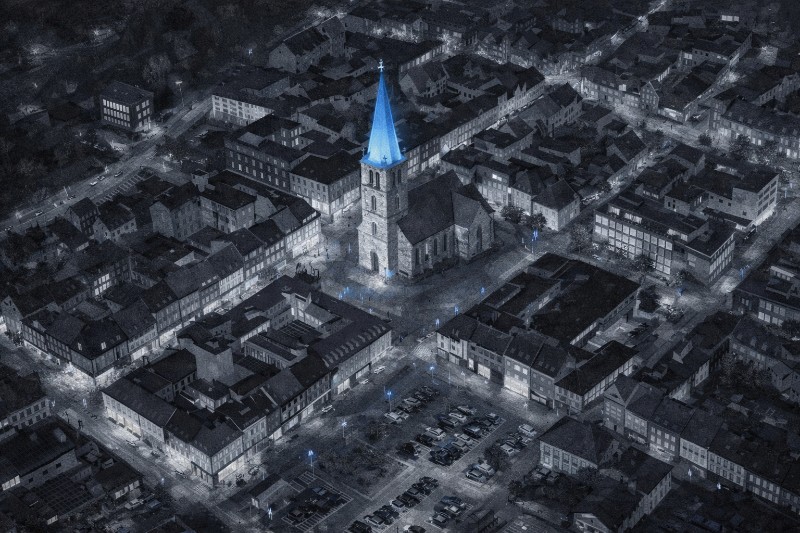 Illustration: Pauluskirche & Innenstadt in Hamm (Westfalen)